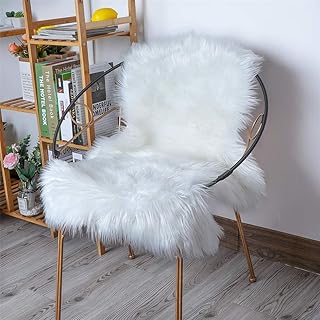 Hlzo tapis doux en fausse peau de mouton, housse de chaise en fourrure