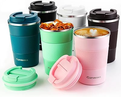 Tasse à café de camping de voyage en acier inoxydable avec couvercle anti-éclaboussures