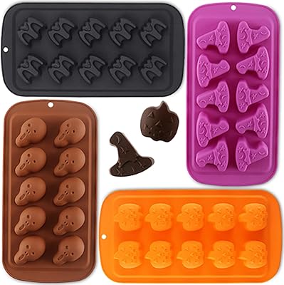 Moules à bonbons d'halloween occuwzz® 4 pièces chocolat en silicone avec chauve-souris