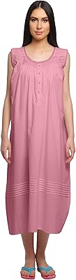 Chemise de nuit longue en coton de couleur unie pour femme avec ouverture