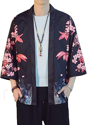 Veste kimono légère pour hommes, manteau cardigan de style japonais à sept manches ouvert sur le devant. DIAYTAR COTE D'IVOIRE, votre boutique en ligne préférée avec une large gamme de produits pour tous les goûts et les besoins. Nous proposons plus de 300 000 références de qualité pour vous offrir le meilleur choix. Notre plateforme en ligne est intuitive et facile à utiliser.