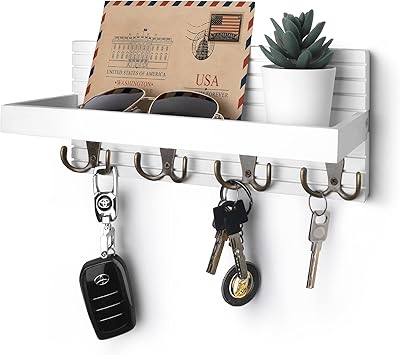 Porte-clés en bois blanc nomo - organiseur de courrier mural et porte-clés