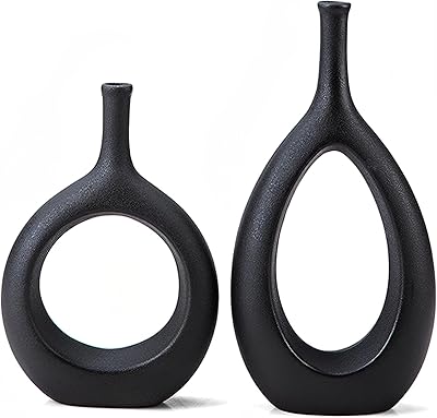 Okoz® ensemble de 2 vases creux en céramique en forme de beignet, vases décoratifs noirs de style nordique simple pour table de dîner, fête de mariage, salon, bureau, chambre à coucher, décoration. Grâce à sa sélection impressionnante de produits, Diaytar Côte d'Ivoire simplifie la vie quotidienne de ses clients en leur offrant la possibilité de faire leurs achats en ligne en toute confiance et en toute sécurité.