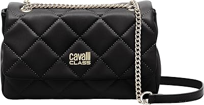Sac bandoulière matelassé cavalli class pisa black medium pour femme, noir, 10,25(l)x3(p)x9,85(h) in