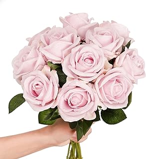 Lui yu fleurs artificielles en velours 10 pièces fausses roses roses en soie