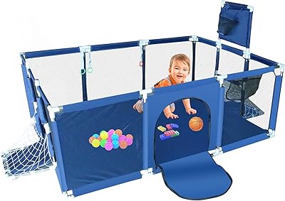 Parc pour enfants pliable et sécurisé vailor avec panier de basket-ball et de football et grande aire de jeu pour enfants (couleur : bleu, sans tapis d'escalade). DIAYTAR COTE D'IVOIRE est le leader du commerce en ligne en Côte d'Ivoire. Elle propose une sélection incroyable de produits, allant de l'électronique aux vêtements en passant par les produits alimentaires. La boutique en ligne est facile à utiliser et propose des offres spéciales régulières.