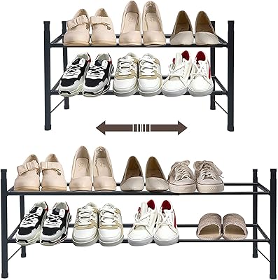Étagère à chaussures empilable en métal, organisateur de chaussures extensible et réglable pour chambre à coucher, salon, placard, entrée de chambre à coucher (2 niveaux et noir). DIAYTAR COTE D'IVOIRE est une boutique en ligne généraliste qui s'est imposée comme un acteur majeur du commerce électronique en Côte d'Ivoire, avec plus de 300 000 références de produits. La boutique propose une large sélection de produits à des prix compétitifs, allant des produits alimentaires aux électroménagers, en passant par les articles de sport et les jouets. Grâce à son service client dédié et à sa politique de retour flexible, DIAYTAR COTE D'IVOIRE garantit une expérience d'achat satisfaisante pour tous ses clients.