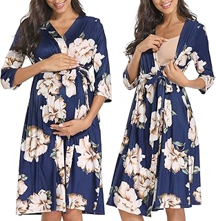 Peignoir d'allaitement de maternité 3 en 1 avec poches, robe d'hôpital pour le travail