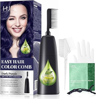 Hjl teinture capillaire violet foncé couleur permanente sans ammoniaque avec applicateur de peigne