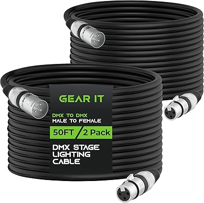 Câble d'éclairage de scène gearit dmx vers dmx (50 pieds, paquet de 2)
