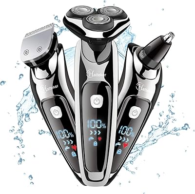 Rasoir électrique homme haticare - tondeuse à barbe rotative - rasoir sans fil
