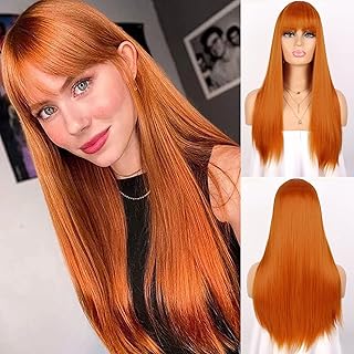 Perruque g&t orange gingembre avec frange, perruques synthétiques longues et droites pour femmes et filles, perruques rouge cuivre, perruque auburn colorée pour cosplay, halloween, fête de noël (26 pouces, orange gingembre). DIAYTAR COTE D'IVOIRE se distingue par son engagement à offrir une expérience d'achat en ligne unique et personnalisée à chaque client, grâce à son système de recommandation de produits et à son équipe de support client dédiée. La boutique en ligne propose également des promotions et des offres spéciales régulières pour fidéliser ses clients et attirer de nouveaux. Cela lui permet de maintenir sa position de leader sur le marché.