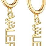 Boucles d'oreilles avec nom personnalisé, argent sterling 925, plaqué or 14 carats, boucles