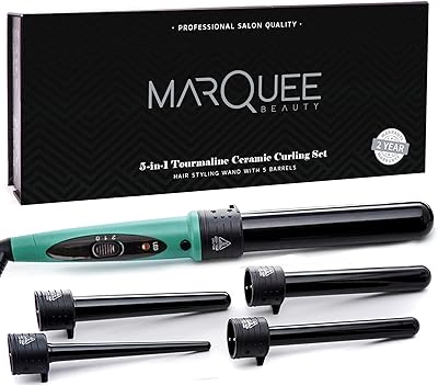 Ensemble de 8 bigoudis et fer plats professionnels marky beauty, 5 barils interchangeables