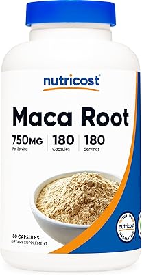 Racine de maca nutricost 750 mg, 180 gélules, 180 portions