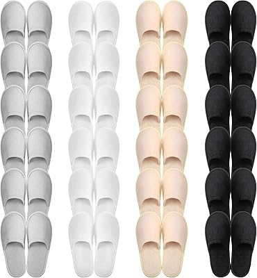 24 paires de pantoufles antidérapantes jetables à bout fermé pour les clients du