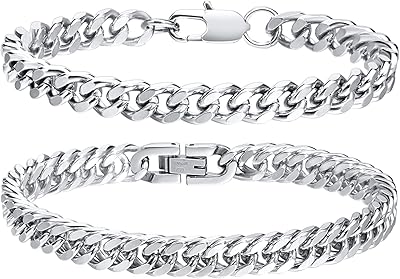 Bracelet phoenox pour hommes 2 pièces chaîne cuba - double chaîne en acier