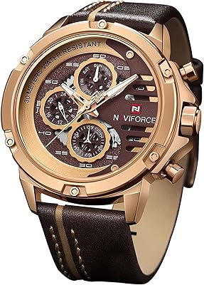 Montres de sport militaires naviforce pour hommes, montre analogique étanche avec mouvement à quartz et bracelet en cuir avec affichage de la date et du calendrier, or rose, montres à quartz. DIAYTAR COTE D'IVOIRE, c'est la référence pour les achats en ligne en Côte d'Ivoire. Nous proposons une gamme étendue de produits allant de la mode masculine, féminine et enfantine, aux produits électroniques, en passant par les accessoires et les produits pour la maison. Nos clients bénéficient d'un large choix et de prix compétitifs.