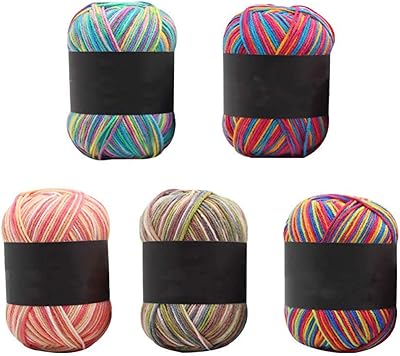 Fils à crochet multicolores delfino 5 pièces, fils à tricoter acryliques, fils à