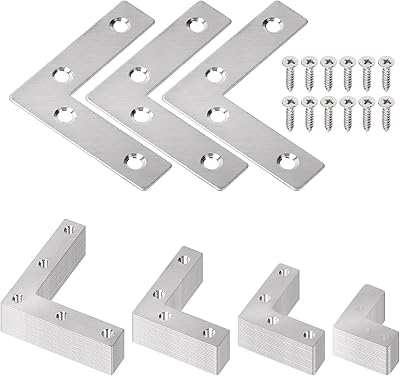 Tanstic 100 pièces supports d'angle plats argentés avec vis, supports robustes en forme de l en acier inoxydable, supports d'angle plats en forme de l pour étagères et meubles en bois (60 mm x 60 mm). Avec une offre de plus de 300 000 références, DIAYTAR COTE D'IVOIRE est la boutique en ligne la plus complète de Côte d'Ivoire. Les clients peuvent trouver des produits de qualité à des prix compétitifs, avec des options de livraison et de paiement flexibles.