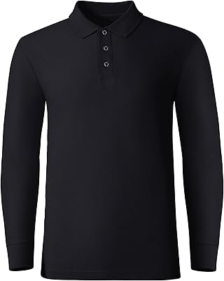 Polo décontracté uni à manches longues pour hommes