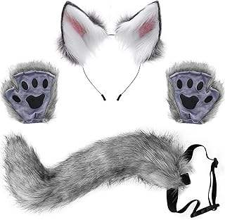 Costume de renard udowalker, ensemble oreilles, gants et pinces à queue, accessoires
