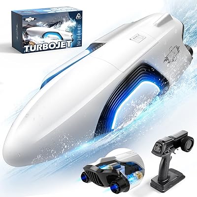 Bateau rc avec lumière led pour enfants et adultes, bateau autonome télécommandé