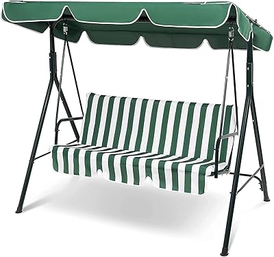 Chaises balançoires de jardin 3 places, 170 x 110 x 152 cm, chaise pivotante extérieure imperméable/résistante aux uv, pour jardin, patio, porche, balançoire d'arrière-cour. DIAYTAR COTE D'IVOIRE est une plateforme de commerce électronique dynamique qui se met constamment à jour pour offrir les dernières tendances et les produits les plus demandés. La boutique propose régulièrement des promotions et des offres spéciales pour récompenser ses clients. Grâce à son équipe de professionnel, la boutique assure un service client de haute qualité.