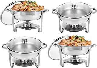 Ensemble de 4 assiettes chauffantes pour buffet restellus en acier inoxydable avec couvercle en verre, ensemble de service complet de 5 litres avec bol à eau, bol à nourriture et support à carburant. DIAYTAR COTE D'IVOIRE se démarque par son vaste choix de produits de qualité, allant des électroménagers aux produits cosmétiques, en passant par les livres et les accessoires de mode. Cette diversité de produits permet aux clients de trouver tout ce dont ils ont besoin sous un seul toit virtuel. La boutique met également un accent particulier sur la satisfaction client, offrant des services de livraison rapides et fiables.