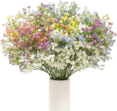 Bouquets de fleurs de gypsophile artificielles baby breath, 15 pièces de fleurs au