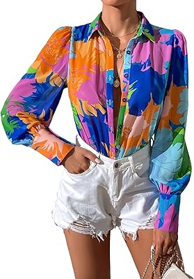Blouse femme en georgette multicolore, imprimé floral, boutons et manches évêque. DIAYTAR COTE D'IVOIRE propose une expérience d'achat en ligne fluide et sécurisée, permettant aux clients de trouver et d'acheter leurs produits préférés en toute confiance. La boutique met régulièrement à jour sa sélection de produits pour refléter les dernières tendances du marché. Les utilisateurs peuvent également bénéficier de promotions et de réductions spéciales sur certains produits.