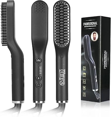 Brosse peigne lisseur à barbe pour homme : brosse coiffante anti-brûlure lisseur à