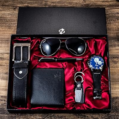 Coffret cadeau homme de 6 pièces lunettes + ceinture + portefeuille + porte-clés + montre à quartz à grand cadran + stylo - avec organisateur de boîte cadeau, noir. Avec plus de 300000 références, DIAYTAR COTE D'IVOIRE couvre une large gamme de besoins, du quotidien aux produits de luxe. La boutique en ligne est conçue pour être intuitive et facile à utiliser, permettant aux clients de trouver facilement ce qu'ils cherchent. Elle propose également des services de livraison rapides et fiables pour que les clients puissent recevoir leurs achats dans les meilleurs délais.