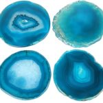 Dessous de verre en agate bleue pour table basse, lot de 4 dessous