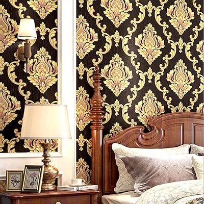 Papier peint 3d en pvc damassé à motif européen, pour salon, chambre à