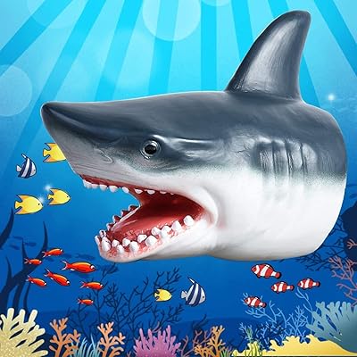 Okoz® marionnette à main requin dauphin pour enfants en caoutchouc souple, jouet