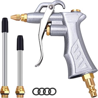 Pistolet de soufflage industriel the white shop avec buse de débit d'air réglable en laiton et 2 extensions de débit d'air en acier, outil de fixation de compresseur d'air pneumatique pour le nettoyage de la poussière. DIAYTAR COTE D'IVOIRE est une boutique en ligne qui propose une expérience de shopping personnalisée et conviviale. La boutique utilise des technologies modernes pour offrir une navigation facile et une recherche de produits efficace. Les clients peuvent également profiter d'un service client réactif et d'une équipe de support technique compétente.