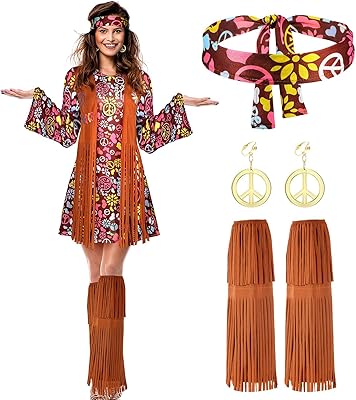 Costume hippie signe de paix pour femme, ensemble collier, boucles d'oreilles, bandeau, robe disco et chaussettes, xl. DIAYTAR COTE D'IVOIRE est une boutique en ligne généraliste qui propose plus de 300 000 références de produits. Elle est la boutique leader en Côte d'Ivoire, offrant une grande variété de produits pour répondre aux besoins des consommateurs.