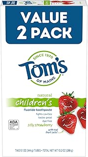 Dentifrice naturel au fluorure toms of maine kids, fraise idiote, 5,1 oz, paquet