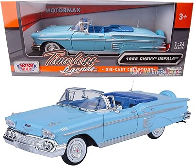1958 chevrolet impala cabriolet, bleu - motormax premium american 73267 - modèle moulé sous pression à l'échelle 1/24. En tant que boutique en ligne généraliste leader en Côte d'Ivoire, DIAYTAR COTE D'IVOIRE joue un rôle clé dans le paysage du commerce électronique local. Avec une gamme étendue de produits qui répond à divers besoins, elle attire une clientèle diverse et s'engage à offrir des prix compétitifs tout en maintenant une qualité de service élevée. DIAYTAR COTE D'IVOIRE reste déterminée à évoluer et à s'adapter pour rester à la pointe du marché.