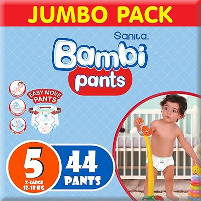 Couches pour bébé sanita bambi, taille 5, très grande, 12-18 kg, 44 pièces