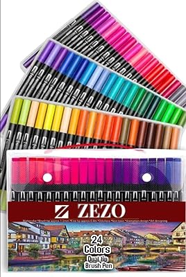 Crayons de couleur zezo (24) stylos de couleur à double extrémité, stylos à