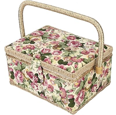 Panier à couture, panier de rangement en bois fait main 3 couleurs, panier