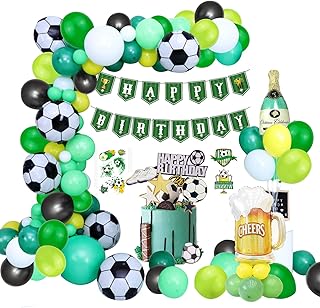 Décorations de fête d'anniversaire de football pour garçons bannière joyeux anniversaire ballons