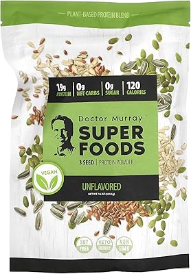 Dr. murray's superfoods, poudre de protéines végétales à 3 graines, sans saveur, 453,5