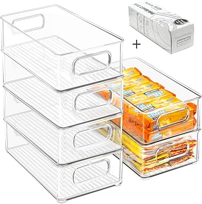 Bacs de rangement empilables pour réfrigérateur, paquet de 6 bacs de rangement de cuisine transparents avec poignées et 20 sacs en plastique gratuits pour garde-manger, armoires, étagères, tiroirs, congélateur - sans danger pour les aliments, sans bpa 10\"l. Avec plus de 300000 références, DIAYTAR COTE D'IVOIRE est le leader de la vente en ligne en Côte d'Ivoire. La boutique propose des produits de qualité à des prix compétitifs, ce qui la rend très populaire auprès des consommateurs ivoiriens. Les clients peuvent trouver tout ce dont ils ont besoin sur cette plateforme.