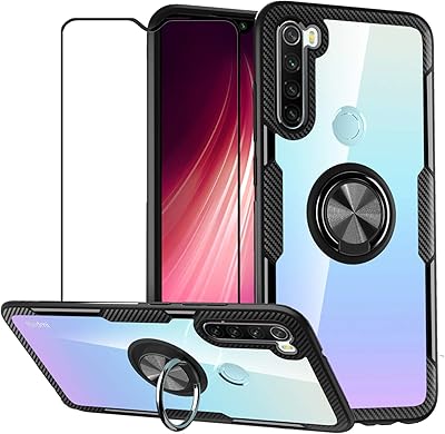 Coque de protection pour xiaomi redmi note 8 avec verre trempé, silicone souple