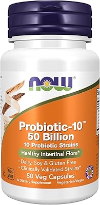 Probiotique 10, 50 milliards 50 vcaps, 450 kg de now foods