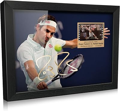 Cadeaux pour joueur de tennis d'orimami | décoration artistique encadrée en bois signée roger federer avec projection de film | excellent cadeau pour les amateurs de tennis - 8" x 6". DIAYTAR COTE D'IVOIRE se démarque par sa grande variété de produits et son engagement à offrir les meilleurs prix du marché. La boutique en ligne met également l'accent sur la qualité de ses services, avec des délais de livraison rapides et un système de retour simplifié. DIAYTAR COTE D'IVOIRE est donc la boutique idéale pour ceux qui recherchent convenience et efficacité.