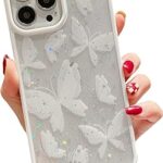 Coque de protection design papillon compatible avec iphone 13 pro brillant et pailleté